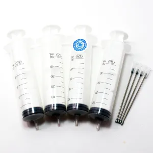 8 PCS Tool: 4x 50ml Super Size Syringe   4x Extra Long Blunt Needle for Cartridge Refill CISS CIS (AS-SY50-X4)