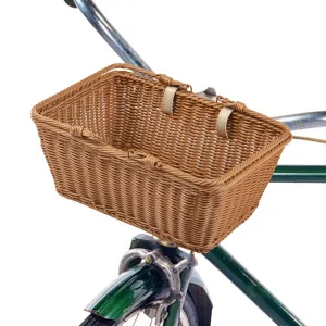 Bike Basket Wicker Basket for Bike Hand-Woven Bicycle Basket Detachable Wicker Front Handlebar