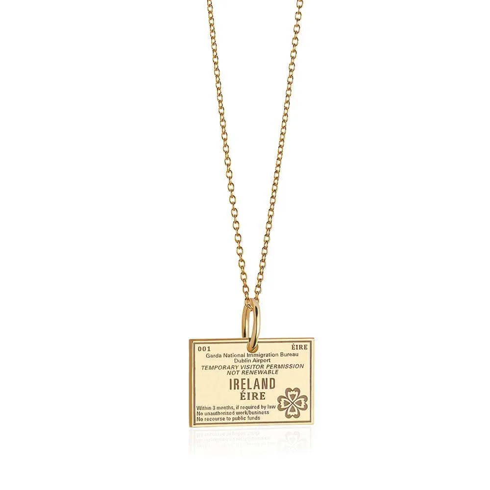 Ireland Passport Stamp Charm Solid Gold
